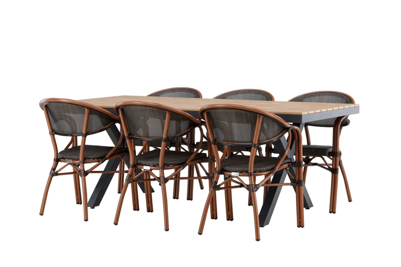 Matgruppe Garcia 200 cm Rektangulær med 6 Vila Real Stoler - Svart - Hagemøbler & utemiljø - Hagegruppe - Spisegrupper hage