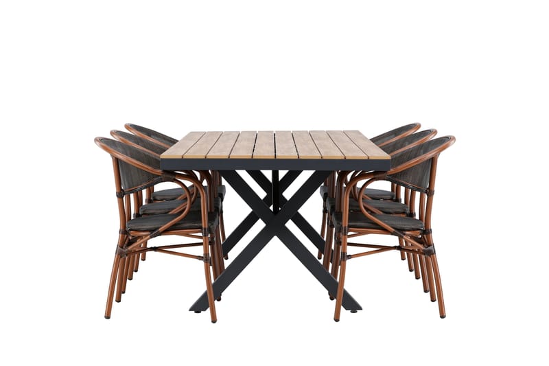 Matgruppe Garcia 200 cm Rektangulær med 6 Vila Real Stoler - Svart - Hagemøbler & utemiljø - Hagegruppe - Spisegrupper hage