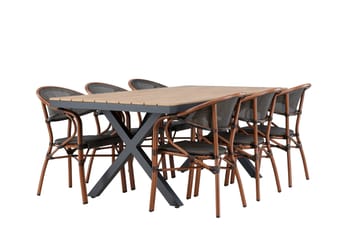 Matgruppe Garcia 200 cm Rektangulær med 6 Vila Real Stoler - Svart - Hagemøbler & utemiljø - Hagegruppe - Spisegrupper hage