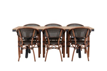 Matgruppe Garcia 200 cm Rektangulær med 6 Vila Real Stoler - Svart - Hagemøbler & utemiljø - Hagegruppe - Spisegrupper hage