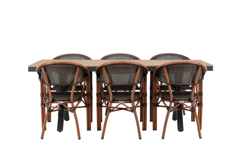 Matgruppe Garcia 200 cm Rektangulær med 6 Vila Real Stoler, Svart