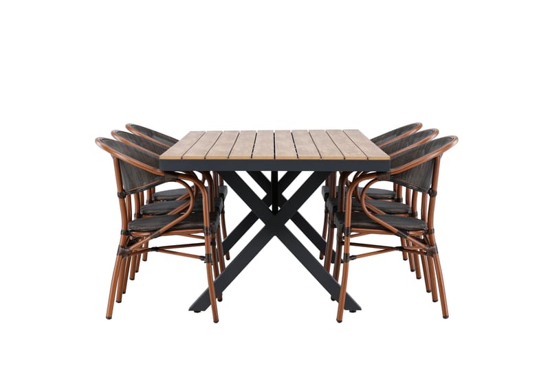 Matgruppe Garcia 200 cm Rektangulær med 6 Vila Real Stoler - Svart - Hagemøbler & utemiljø - Hagegruppe - Spisegrupper hage