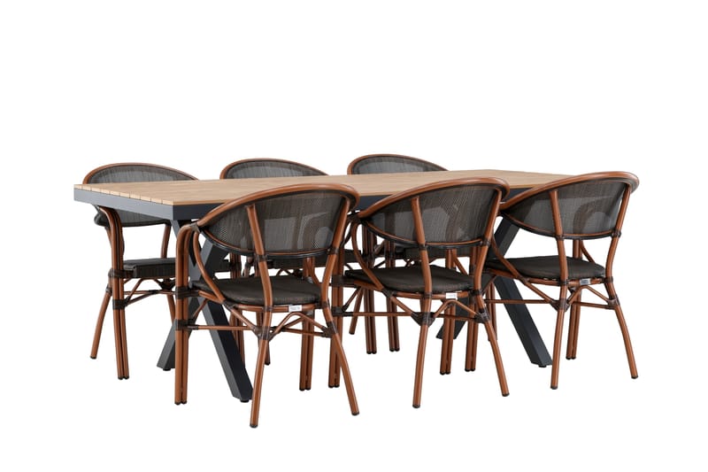 Matgruppe Garcia 200 cm Rektangulær med 6 Vila Real Stoler - Svart - Hagemøbler & utemiljø - Hagegruppe - Spisegrupper hage