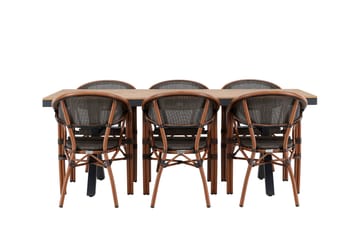 Matgruppe Garcia 200 cm Rektangulær med 6 Vila Real Stoler - Svart - Hagemøbler & utemiljø - Hagegruppe - Spisegrupper hage