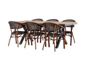 Matgruppe Garcia 200 cm Rektangulær med 6 Vila Real Stoler - Svart - Hagemøbler & utemiljø - Hagegruppe - Spisegrupper hage