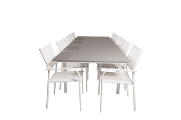 Matgruppe Levels 225-325 cm Rektangulær med 10 Santorini Stoler - Grå - Hagemøbler & utemiljø - Hagegruppe - Spisegrupper hage