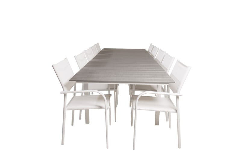 Matgruppe Levels 225-325 cm Rektangulær med 10 Santorini Stoler - Grå - Hagemøbler & utemiljø - Hagegruppe - Spisegrupper hage