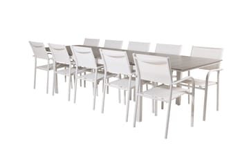 Matgruppe Levels 225-325 cm Rektangulær med 10 Santorini Stoler - Grå - Hagemøbler & utemiljø - Hagegruppe - Spisegrupper hage