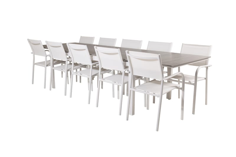 Matgruppe Levels 225-325 cm Rektangulær med 10 Santorini Stoler - Grå - Hagemøbler & utemiljø - Hagegruppe - Spisegrupper hage