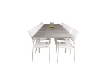 Matgruppe Levels 225-325 cm Rektangulær med 10 Santorini Stoler - Grå - Hagemøbler & utemiljø - Hagegruppe - Spisegrupper hage