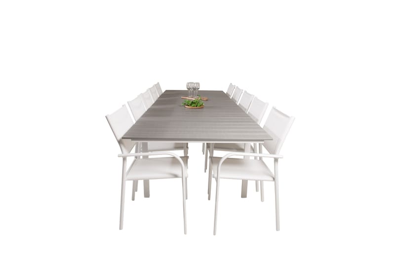 Matgruppe Levels 225-325 cm Rektangulær med 10 Santorini Stoler - Grå - Hagemøbler & utemiljø - Hagegruppe - Spisegrupper hage