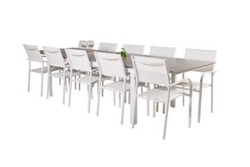 Matgruppe Levels 225-325 cm Rektangulær med 10 Santorini Stoler - Grå - Hagemøbler & utemiljø - Hagegruppe - Spisegrupper hage