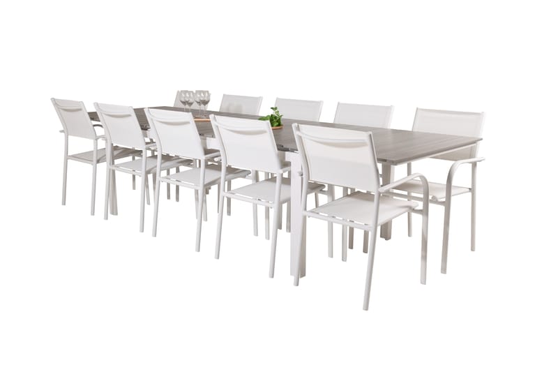 Matgruppe Levels 225-325 cm Rektangulær med 10 Santorini Stoler - Grå - Hagemøbler & utemiljø - Hagegruppe - Spisegrupper hage