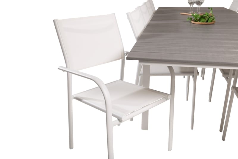 Matgruppe Levels 225-325 cm Rektangulær med 10 Santorini Stoler - Grå - Hagemøbler & utemiljø - Hagegruppe - Spisegrupper hage