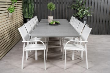 Matgruppe Levels 225-325 cm Rektangulær med 10 Santorini Stoler - Grå - Hagemøbler & utemiljø - Hagegruppe - Spisegrupper hage