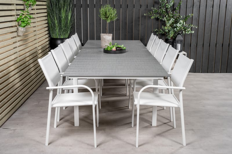 Matgruppe Levels 225-325 cm Rektangulær med 10 Santorini Stoler - Grå - Hagemøbler & utemiljø - Hagegruppe - Spisegrupper hage