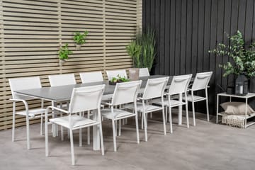 Matgruppe Levels 225-325 cm Rektangulær med 10 Santorini Stoler - Grå - Hagemøbler & utemiljø - Hagegruppe - Spisegrupper hage