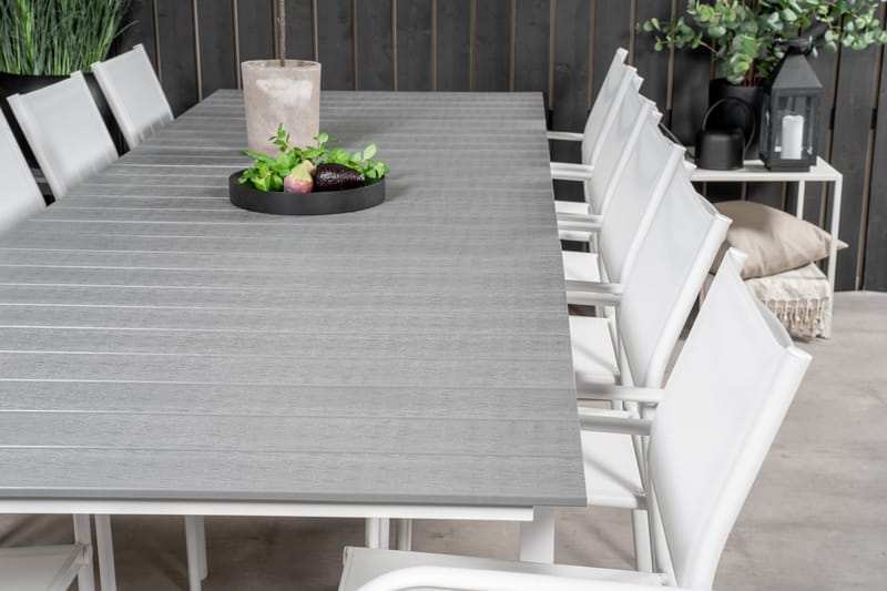 Matgruppe Levels 225-325 cm Rektangulær med 10 Santorini Stoler - Grå - Hagemøbler & utemiljø - Hagegruppe - Spisegrupper hage