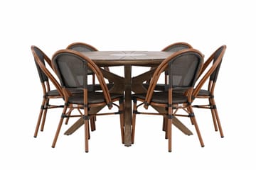 Matgruppe Rosario 140 cm Rund med 6 Guarda Stoler - Brun - Hagemøbler & utemiljø - Hagegruppe - Spisegrupper hage
