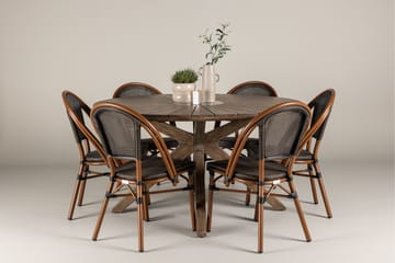 Matgruppe Rosario 140 cm Rund med 6 Guarda Stoler - Brun - Hagemøbler & utemiljø - Hagegruppe - Spisegrupper hage