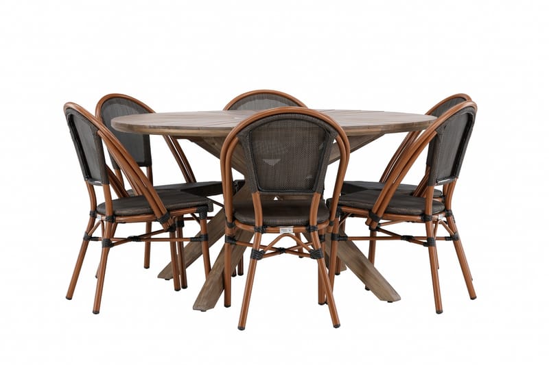 Matgruppe Rosario 140 cm Rund med 6 Guarda Stoler - Brun - Hagemøbler & utemiljø - Hagegruppe - Spisegrupper hage