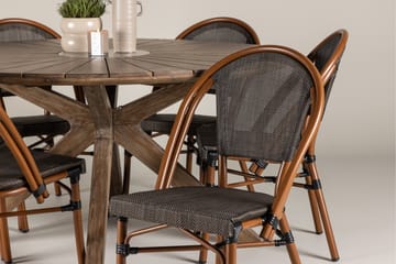 Matgruppe Rosario 140 cm Rund med 6 Guarda Stoler - Brun - Hagemøbler & utemiljø - Hagegruppe - Spisegrupper hage