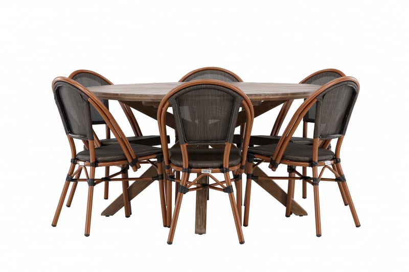 Matgruppe Rosario 140 cm Rund med 6 Guarda Stoler - Brun - Hagemøbler & utemiljø - Hagegruppe - Spisegrupper hage