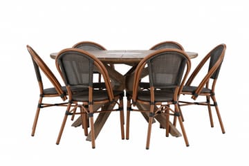 Matgruppe Rosario 140 cm Rund med 6 Guarda Stoler - Brun - Hagemøbler & utemiljø - Hagegruppe - Spisegrupper hage