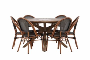Matgruppe Rosario 140 cm Rund med 6 Guarda Stoler - Brun - Hagemøbler & utemiljø - Hagegruppe - Spisegrupper hage