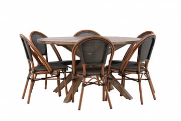 Matgruppe Rosario 140 cm Rund med 6 Guarda Stoler - Brun - Hagemøbler & utemiljø - Hagegruppe - Spisegrupper hage