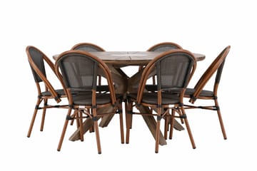Matgruppe Rosario 140 cm Rund med 6 Guarda Stoler - Brun - Hagemøbler & utemiljø - Hagegruppe - Spisegrupper hage