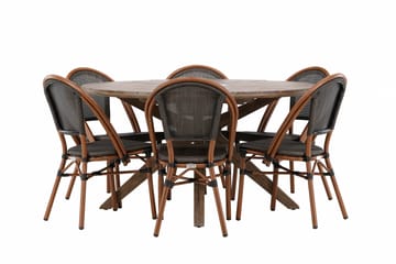 Matgruppe Rosario 140 cm Rund med 6 Guarda Stoler - Brun - Hagemøbler & utemiljø - Hagegruppe - Spisegrupper hage