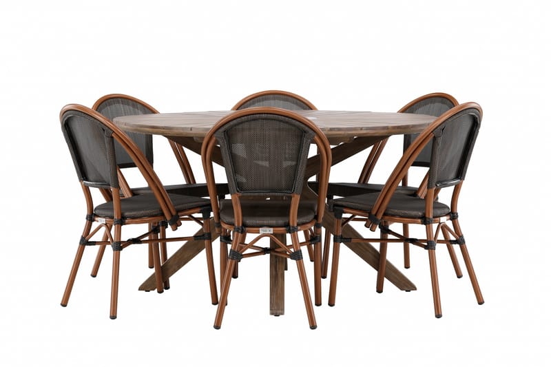 Matgruppe Rosario 140 cm Rund med 6 Guarda Stoler - Brun - Hagemøbler & utemiljø - Hagegruppe - Spisegrupper hage
