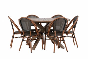 Matgruppe Rosario 140 cm Rund med 6 Guarda Stoler - Brun - Hagemøbler & utemiljø - Hagegruppe - Spisegrupper hage