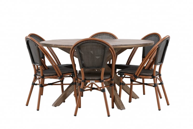 Matgruppe Rosario 140 cm Rund med 6 Guarda Stoler - Brun - Hagemøbler & utemiljø - Hagegruppe - Spisegrupper hage