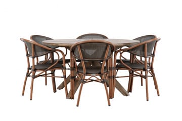 Matgruppe Rosario 140 cm Rund med 6 Vila Real Stoler - Brun - Hagemøbler & utemiljø - Hagegruppe - Spisegrupper hage