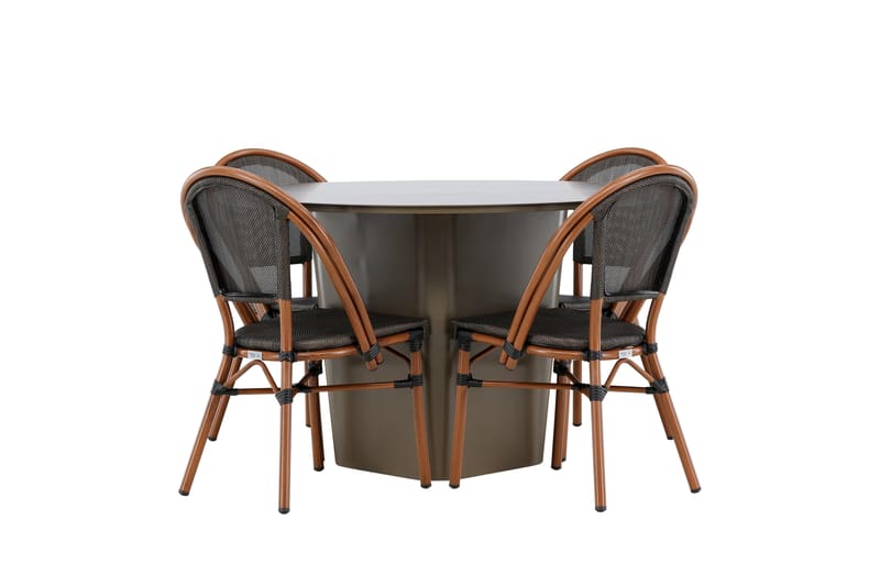 Matgruppe Santa 120 cm Rund med 4 Guarda Stoler - Brun - Hagemøbler & utemiljø - Hagegruppe - Spisegrupper hage
