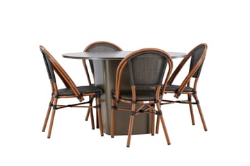 Matgruppe Santa 120 cm Rund med 4 Guarda Stoler - Brun - Hagemøbler & utemiljø - Hagegruppe - Spisegrupper hage