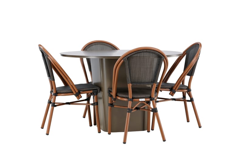Matgruppe Santa 120 cm Rund med 4 Guarda Stoler - Brun - Hagemøbler & utemiljø - Hagegruppe - Spisegrupper hage