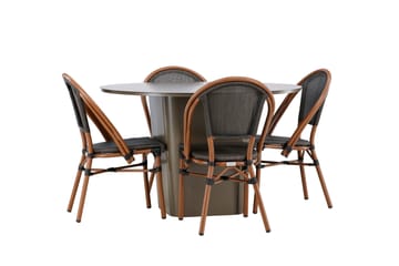 Matgruppe Santa 120 cm Rund med 4 Guarda Stoler - Brun - Hagemøbler & utemiljø - Hagegruppe - Spisegrupper hage