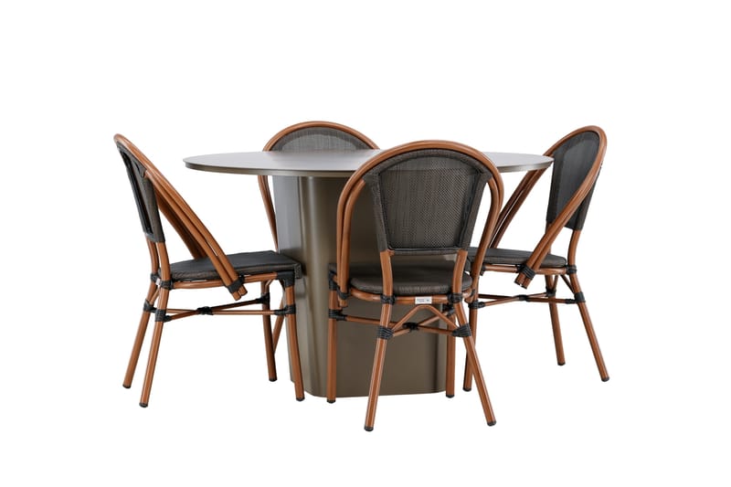 Matgruppe Santa 120 cm Rund med 4 Guarda Stoler - Brun - Hagemøbler & utemiljø - Hagegruppe - Spisegrupper hage