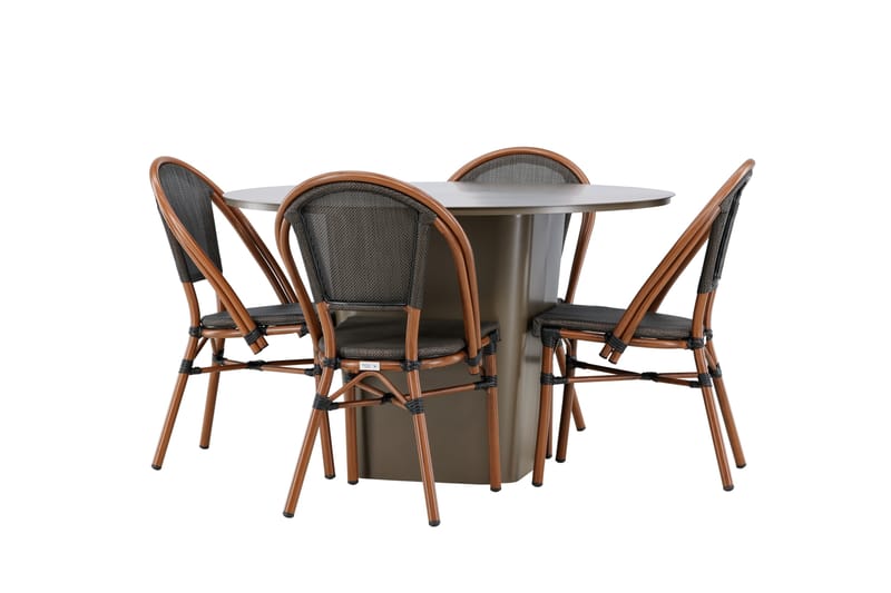 Matgruppe Santa 120 cm Rund med 4 Guarda Stoler - Brun - Hagemøbler & utemiljø - Hagegruppe - Spisegrupper hage
