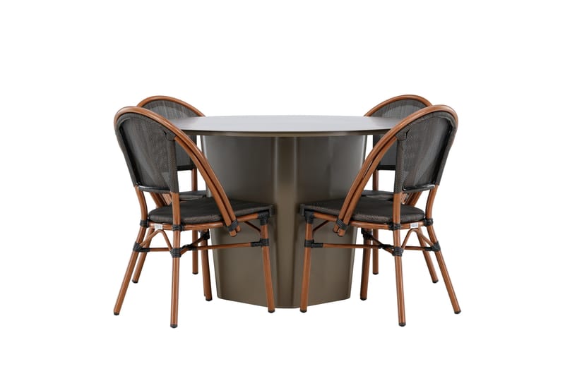 Matgruppe Santa 120 cm Rund med 4 Guarda Stoler - Brun - Hagemøbler & utemiljø - Hagegruppe - Spisegrupper hage