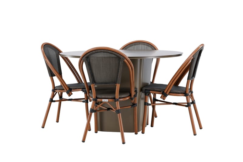 Matgruppe Santa 120 cm Rund med 4 Guarda Stoler - Brun - Hagemøbler & utemiljø - Hagegruppe - Spisegrupper hage