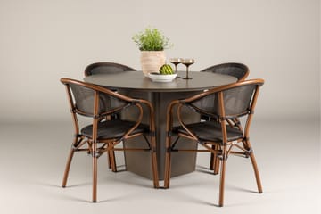 Matgruppe Santa 120 cm Rund med 4 Vila Real Stoler - Brun - Hagemøbler & utemiljø - Hagegruppe - Spisegrupper hage