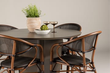 Matgruppe Santa 120 cm Rund med 4 Vila Real Stoler - Brun - Hagemøbler & utemiljø - Hagegruppe - Spisegrupper hage