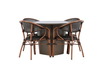 Matgruppe Santa 120 cm Rund med 4 Vila Real Stoler - Brun - Hagemøbler & utemiljø - Hagegruppe - Spisegrupper hage