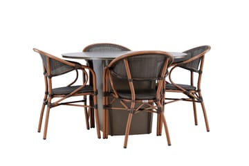 Matgruppe Santa 120 cm Rund med 4 Vila Real Stoler - Brun - Hagemøbler & utemiljø - Hagegruppe - Spisegrupper hage