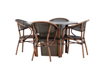 Matgruppe Santa 120 cm Rund med 4 Vila Real Stoler - Brun - Hagemøbler & utemiljø - Hagegruppe - Spisegrupper hage