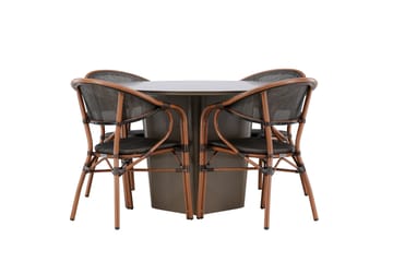 Matgruppe Santa 120 cm Rund med 4 Vila Real Stoler - Brun - Hagemøbler & utemiljø - Hagegruppe - Spisegrupper hage